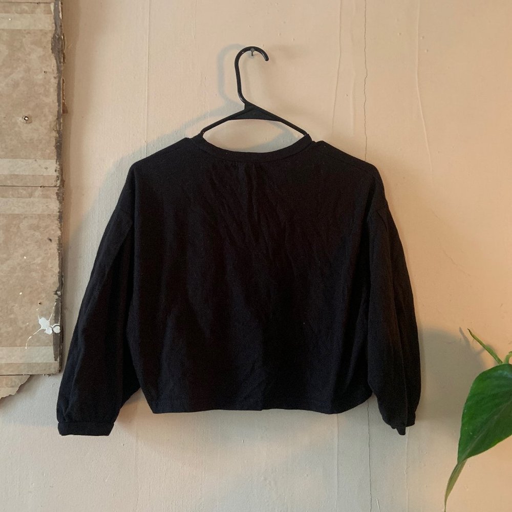 Silence & Noise Black Long Sleeved Crop Top-